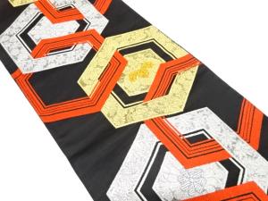 アンティーク　亀甲繋ぎに菊・桐模様織り出し袋帯（着用可）